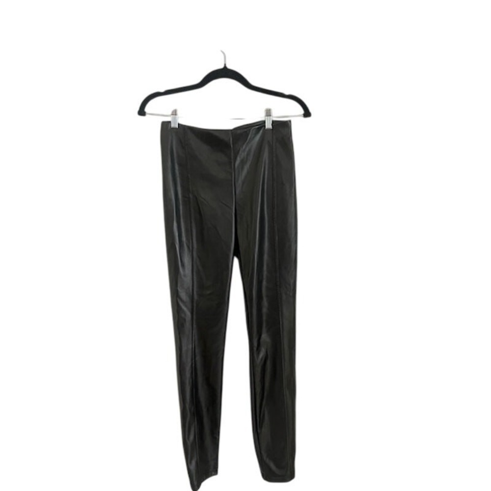 NWT Nicole Miller Faux/Vegan Black Leather Pants XS Sleek Chic Modern Pull On